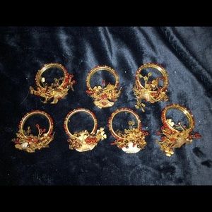7 Gold Flower Table Napkin Holders
